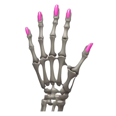 Skeleton hand 5 fingers with pink polish nails minimalistic  sticker