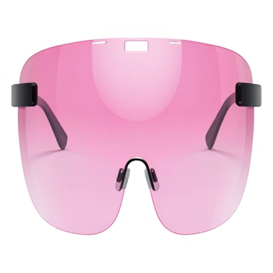 pink tinted shield visor glasses, frameless Y2K style, one continuous lens, minimalist design sticker