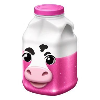 Hot pink gallon of milk with glitter and cow on it sticker