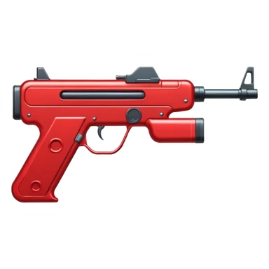 Red machine gun placed in vertical manner, totally red, no other part should be of any other colour, in 2D format sticker