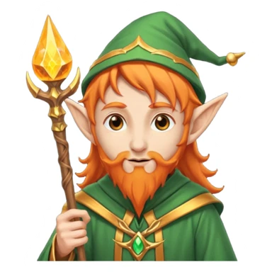 Orange Haired Elf, old Mage elf with glowing orange staff sticker