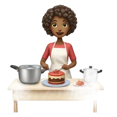 Brown girl cooking ￼￼coquette cake sticker