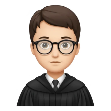 Young judge with glasses and robe sticker