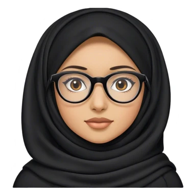 A girl with name Aleena wearing glasses and hijab black sticker