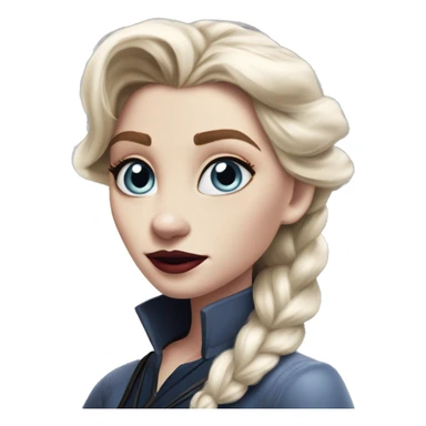 IKEA co-worker vampire Elsa in Marvel Avengers style, oil paint, mysterious eyes, intricate lips, masterpiece pose, odd perspective, beautiful, desirable, logical sticker