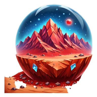 crystal mars planet, surface covered in glowing crystals mountains and dust sticker