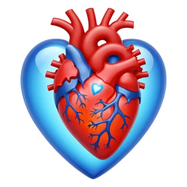 A translucent anatomical red heart with a sci-fi blue star inside sticker