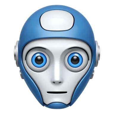 tête de robot cosmonaute bleu et blanc avec des yeux arondis bleu style cartoon sticker