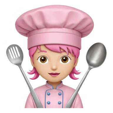 Pink chef hat with pink cooking utensils sticker