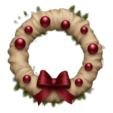 Realistic beige and burgundy red  christmasy wreath sticker