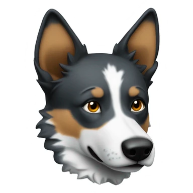 original wolf emoji but as a blue heeler fcing front  sticker