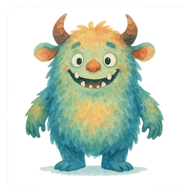 watercolor style monster sticker