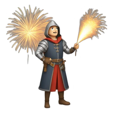 medieval Pyrotechnician seeing some fireworks go off in front of him sticker