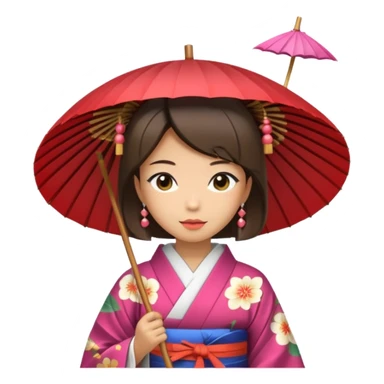 Japanese Princess  with paper umbrella sticker