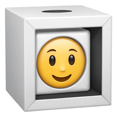 An interior design emoji in a square box sticker