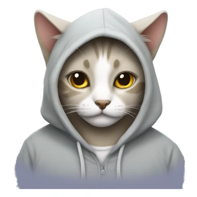 A cat with a hoodie sticker