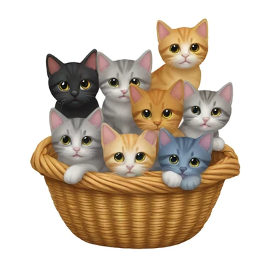 basket of different colored kittens  sticker