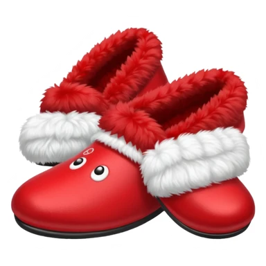 red slippers with red fur sticker