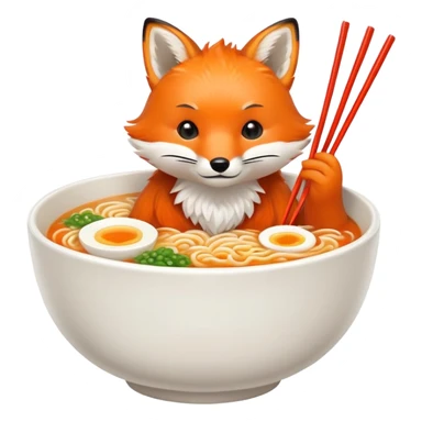 fox eating ramen sticker