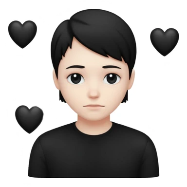 Smiley triste avec un sourire et des cœur noir sticker