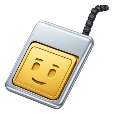 An emoji of a SIM card, small and rectangular, with tiny metallic connectors visible on the surface. The design is simple and sleek, symbolizing mobile technology and communication. sticker