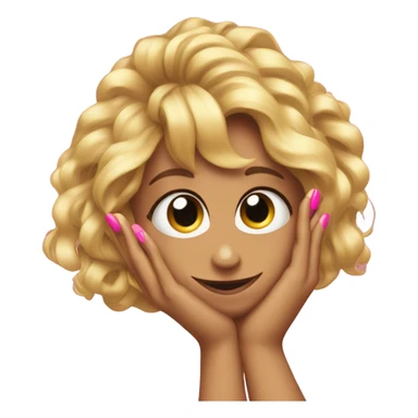 Tugging hair behind the ear with painted nails  sticker