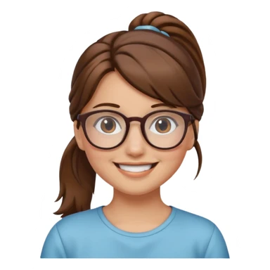brown haired Ponytail Girl with Glasses sticker