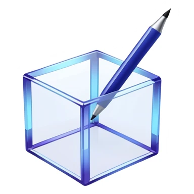 Create an emoji for 3D visualization and modeling. Show a 3D wireframe model or shape (e.g., a cube or sphere) with a design tool like a stylus or 3D rendering software interface. Use modern, professional colors. Do not include any emojis or smiley faces. Make the background transparent. sticker