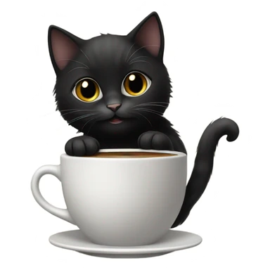 Black kitten with coffee sticker