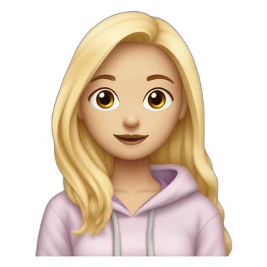 A blonde girl with smooth hair and a ray in the middle of his hair, she has light skin a few freckles, and she wear a hoodies and she Carries in his arms a baby black labrador dog  sticker