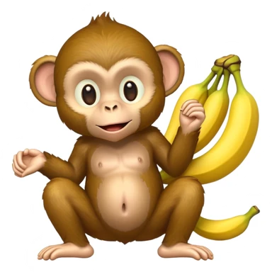 a cartoon monkey with a bunch of bananas wrapped around its body sticker