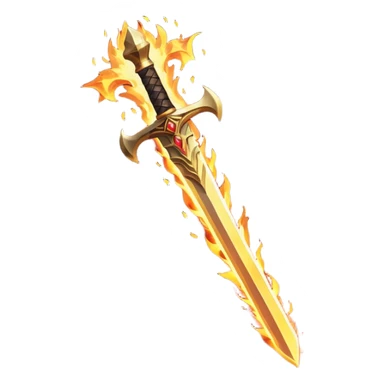 Flaming magic sword — fiery aura and sparks sticker