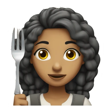 A Moroccan girl with a fork sticker