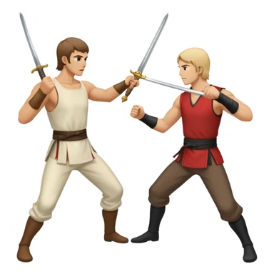 two men fighting a duel with epees sticker