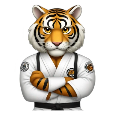 Tiger with evil face  jiu-jitsu black belt with his arms crossed sticker