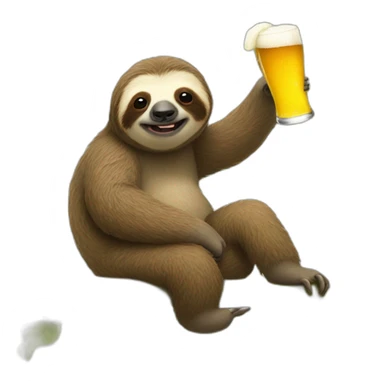 Sloth drinking beer while riding a caterpillar sticker