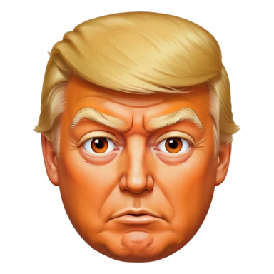 Donald Trump squinting meanly with a very orange blotchy spray tan sticker