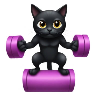 black cat lifting weights sticker