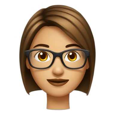 Fille a lunettes cheveux lisses brun mi-court sticker