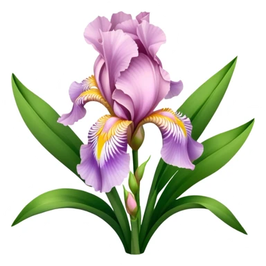 big bouquet Soft Pink Iris, luxuriant, leaf, bud sticker