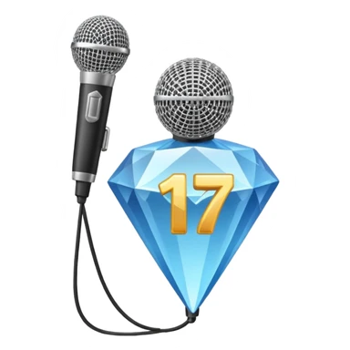 I want these emojis 💎🎤 in one frame with the number 17 I don't want a girl or boy in the pictures. sticker