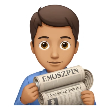 man holding rolled newspaper sticker