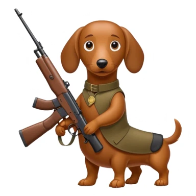 Wiener dog with rifle  sticker