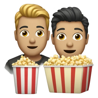 Two white gay men and dog eating popcorn sticker
