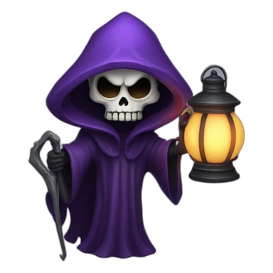 Creepy Purple grim reaper holding a lantern sticker