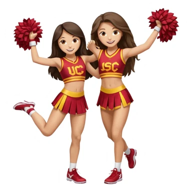 full body skinny white happy long haired brunette girl USC cheerleader sticker