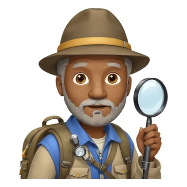 Explorer old black Man with backpack and magnifying glass sticker