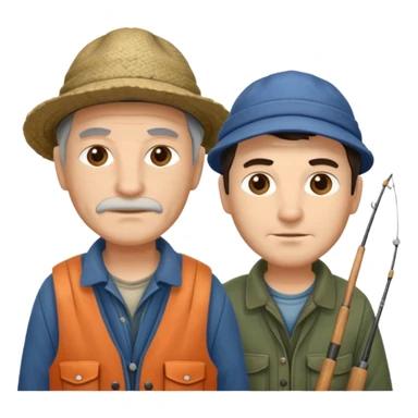 2 pescadores uno mayor y el otro joven, piel clara y pelo oscuro sticker