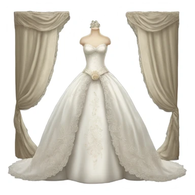 Hyper Realistic ornate 
Elizabethian Wedding dress displays sticker