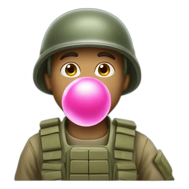 Soldier shooting bubble gum sticker